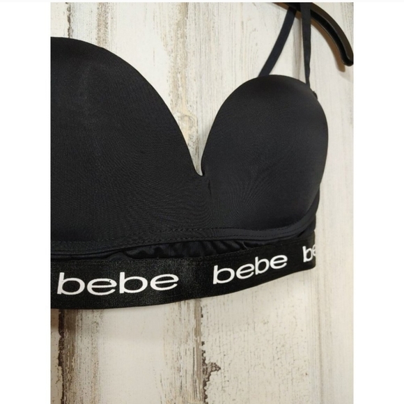 34C Bebe no wire push up black white logo bra - Picture 5 of 6